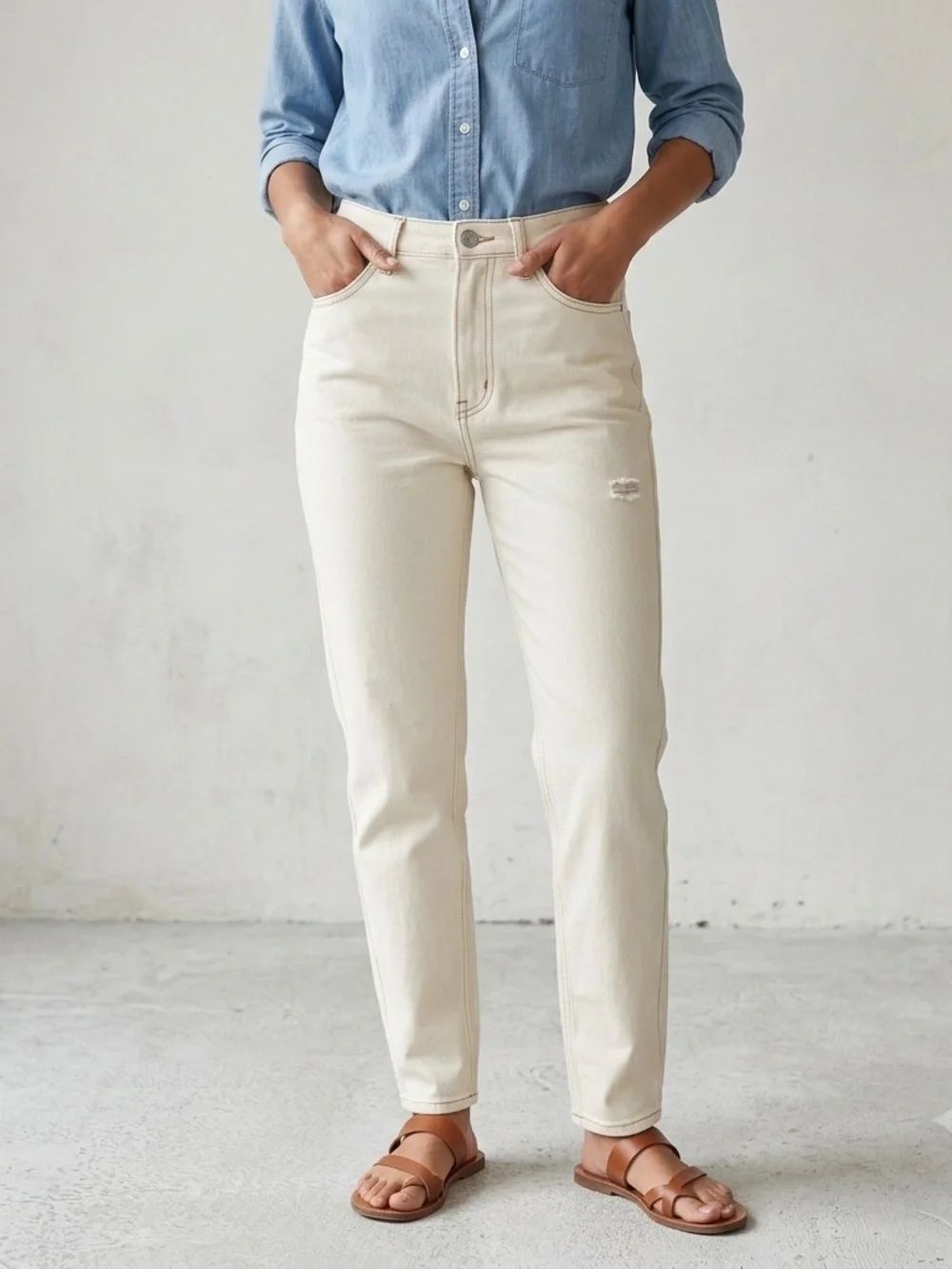 BDG Urban Outfitters PAX High-Rise Straight Leg Jeans, Optic White Sz 28/32.